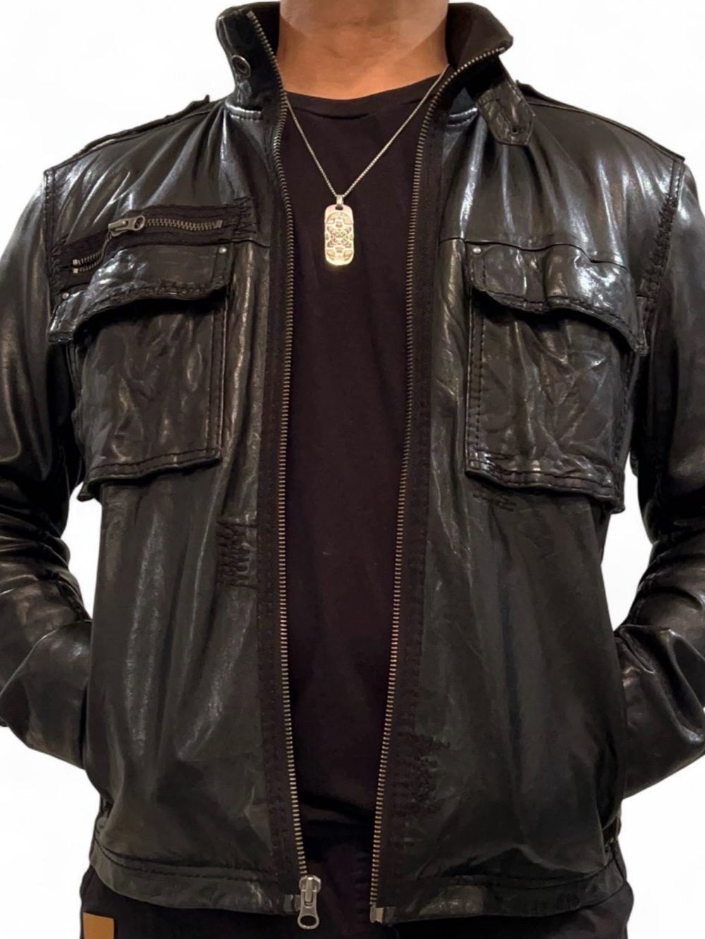 Vintage Triple Five Soul Black Leather Jacket Small